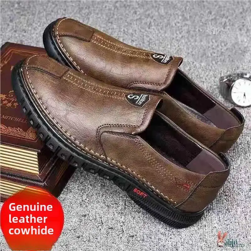 

Новые мужские повседневные туфли из натуральной кожи, мягкие, для мужчин среднего возраста, универсальные, модные, трендовые, осень 2026