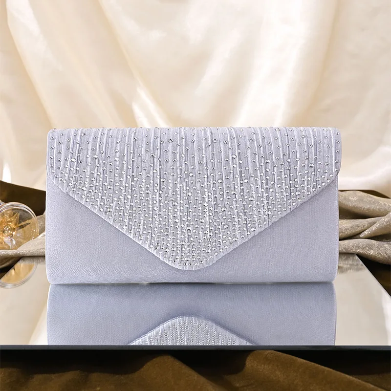 New Fashion Clutch Evening Bag Crystal Rhinestone Chain Square Lady Banquet Party Envelope Purse Wholesale