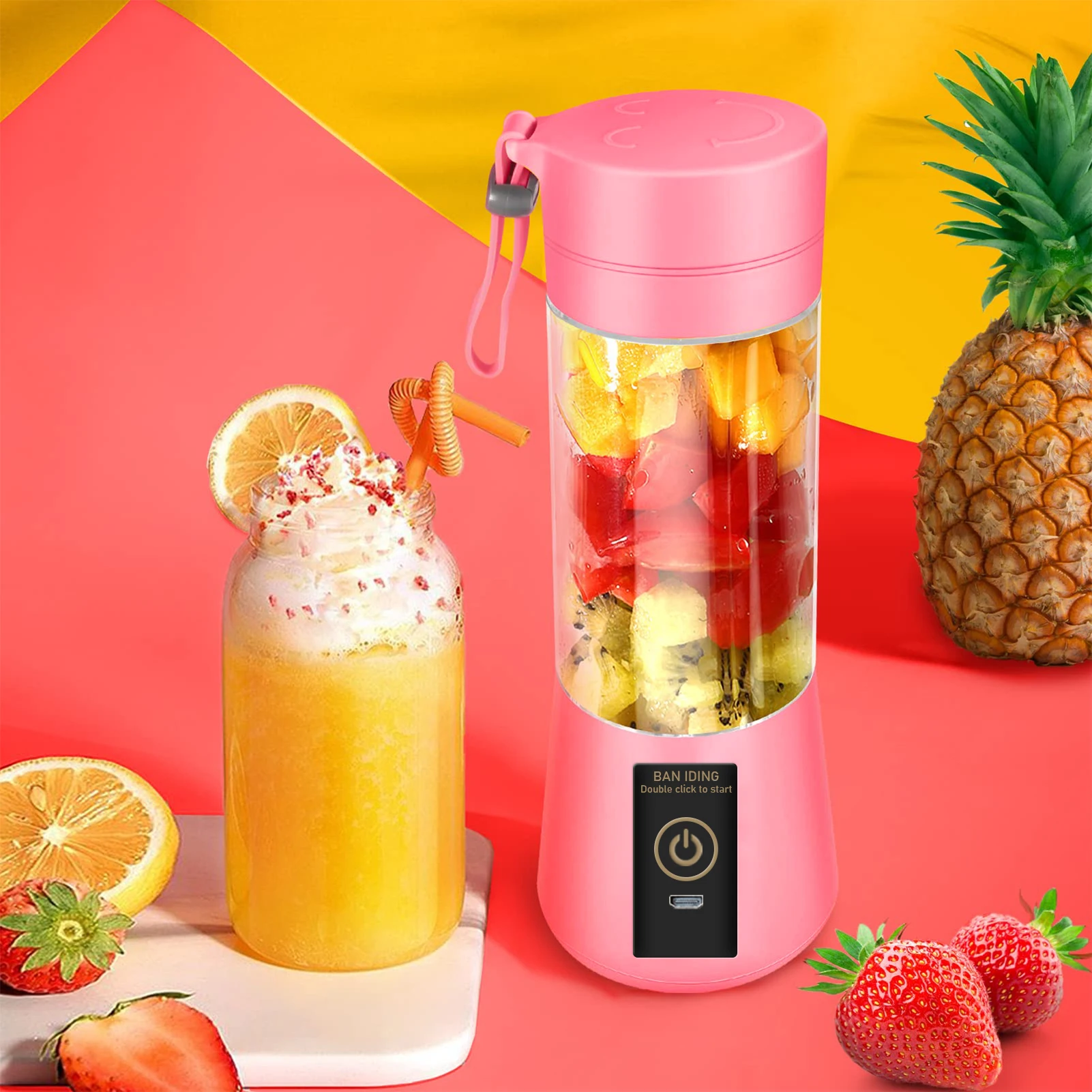 Přenosné odšťavňovač mixér 380ML USB dobíjecí cestovní pohár potravina míchací shakes a smoothies machince s uitra ostrý 6 ostří