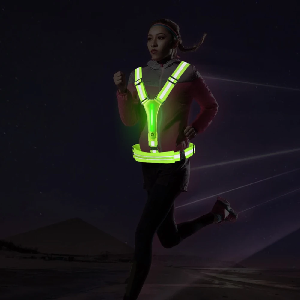 LED Reflective Vest Reflective Safety Vest High Visibility Cycling Security Vest 3 Light Modes for Outdoor Night Running Walking