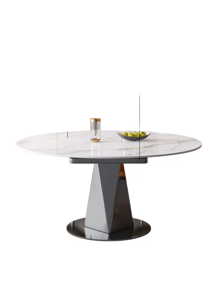 

Rocky dining tables and chairs are retractable, light and luxurious. Modern luxury stone microcrystals rotate and fold round.