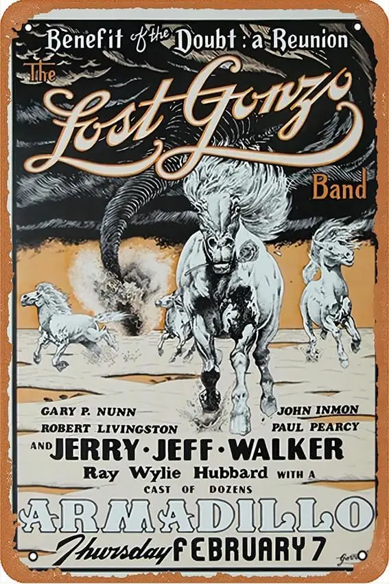 Jerry Jeff Walker Original Concert 8x12 Inches Metal Sign Vintage Look, Dominic Wall Decor for Bars,Garage,Cafes,Pubs… ALI sign