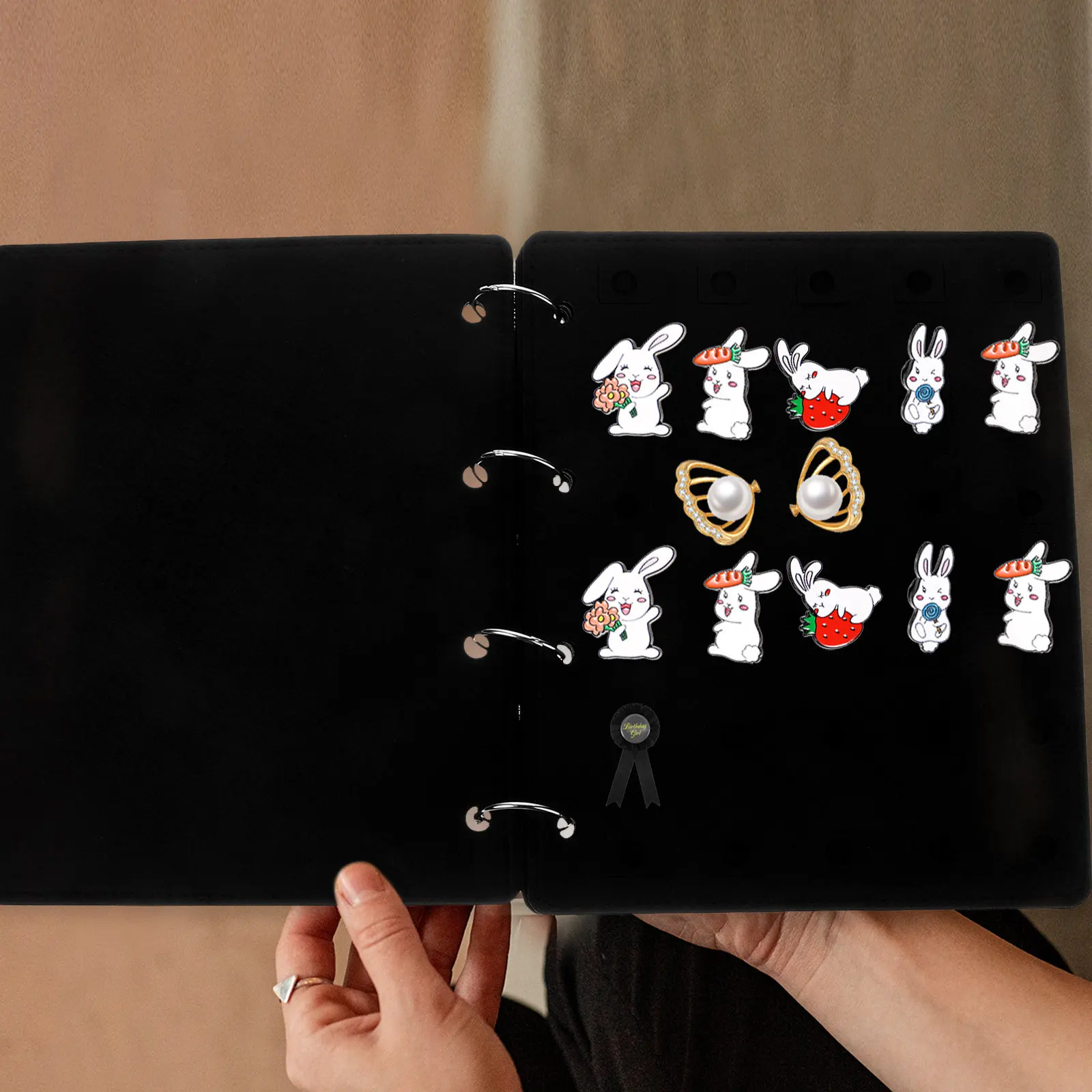 Badge Display Booklet Pin Storage Binder with Removable Felt Pages Elegant Compact Design for Pins Charms Jewelry Collection