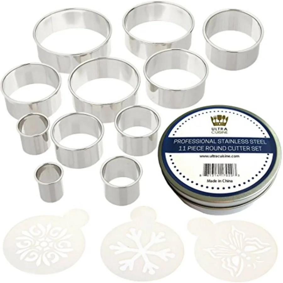 

11 Piece Small Circle Cookie Cutter Set - Graduated Round Cookie Mold Cutter For Donuts and Scones - Heavy-Duty Stainless Steel