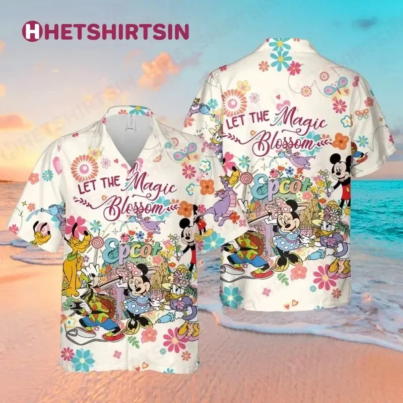 Let The Magic Blossom Disney Epcot Mickey Mouse Men and Women Hawaiian Shirt Vintage Button Up Kids Shirt Fashion Shirt