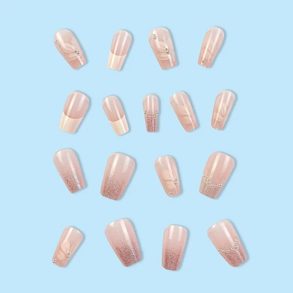 Nail Tips DIY Full Cover Wearable Square Head Short T-shape Fake Nails French