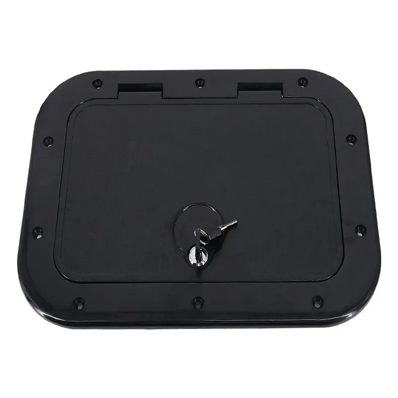 Marine Grade Black/White ABS Plastic Rectangular Deck Plate Inspection Hatch Cover with Lock for Marine Yachts Accessories
