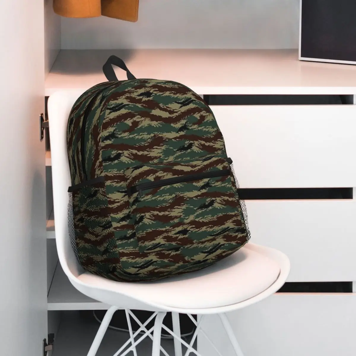 Tiger Stripe Camouflage Military Camo Backpack Daypack Large Capacity Children BookBag School Bag Shoulder Bags for Men Women