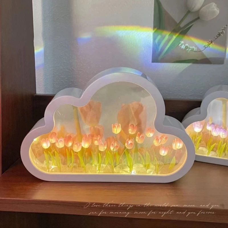 Fai da te Cloud Tulipani Luce notturna Artigianato decorativo Decorazioni per la casa Forniture per matrimoni Compleanno Vacanze