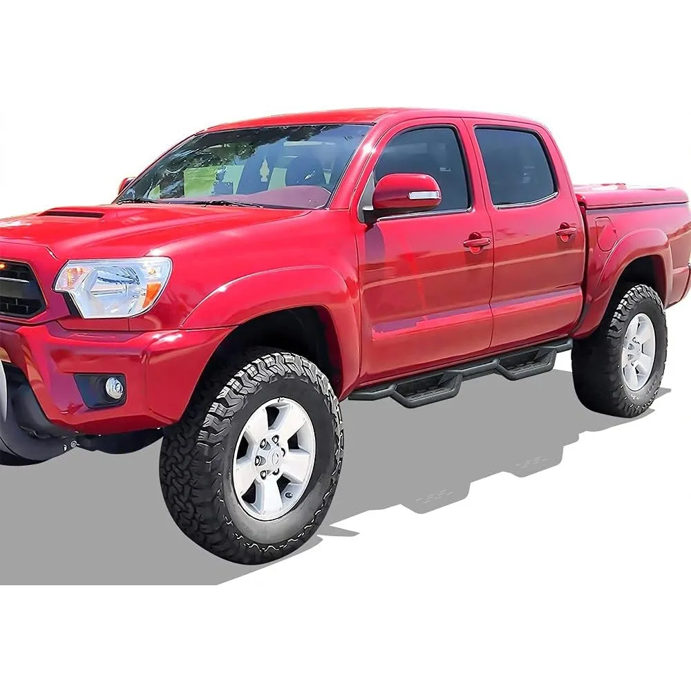 Black 6 Inches Tubular Drop Down Style Nerf Bars Running Boards Compatible with Toyota Tacoma 2005-2023 Double Crew Cab