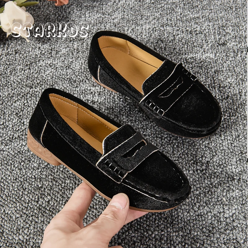 Luxury Velvet Moccasins For Kids Girls Soft Loafers Child Red Black Velour Slip-on Flat Shoes Boys Dress Boat Zapatos