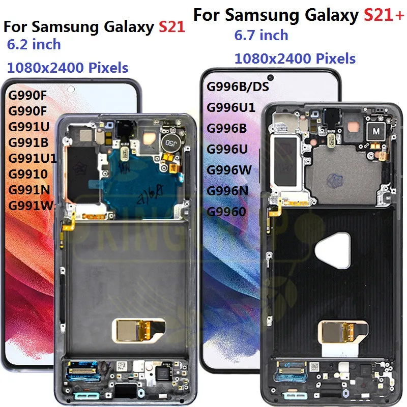 

Топ для Samsung Galaxy S21 Lcd G991 G990F/DS с рамкой дисплея и дигитайзером сенсорного экрана для Samsung s21 Plus LCD G996 G9960 G996F