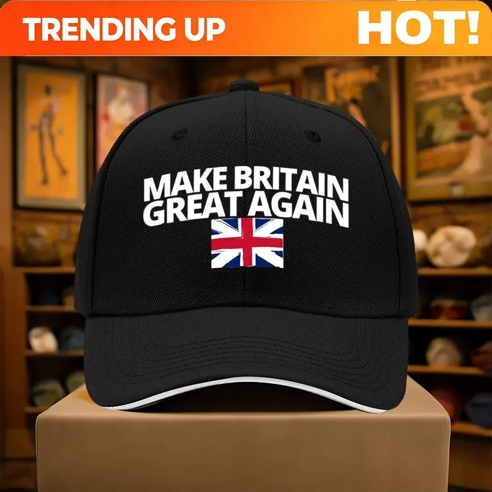 Customization 1pc UK Flag Baseball Cap, Unisex, Adjustable Stylish Hip-Hop Hat, Lightweight Outdoor Sports Cap, Truck Driver Hat