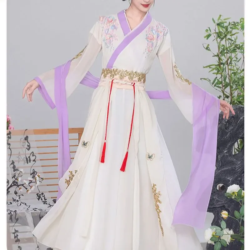

New Hanfu Women's Princess Classical Embroidery Dance Dress Antique Thin Hanfu Spring Summer Autumn Graduation Dress Full Set