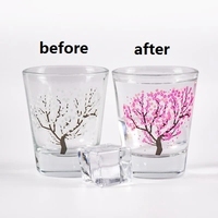 1 Piece Small 2oz Cherry Blossom Sakura Cold Color Changing Shot Glass Spirits Glass Cup