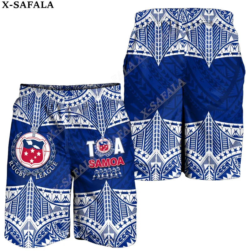 Samoa Polynesian Lauhala Rugby  Customized Swimming Shorts Summer Beach Holiday Shorts Men's Swimming Pants Half Pants-3