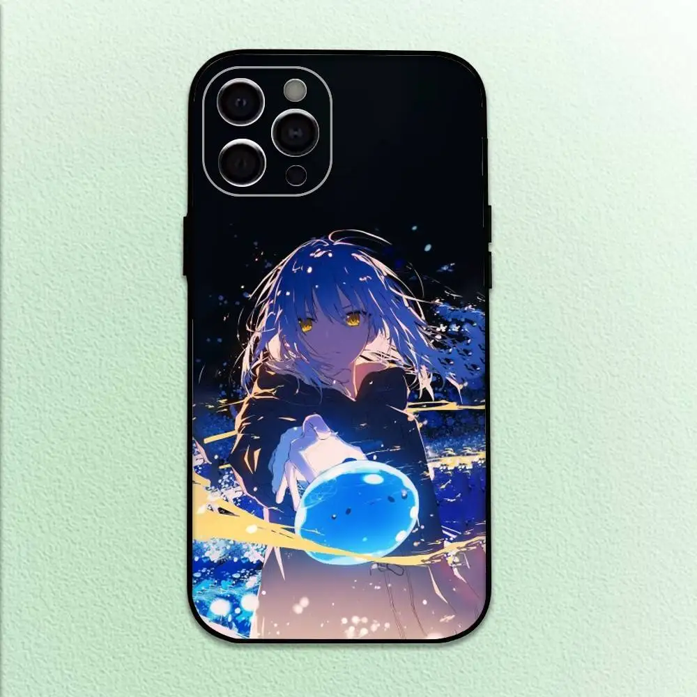 حافظة هاتف S-Slime R-Rimuru لهاتف iPhone17,16,15,14,13,12,11 Plus,Pro Max غطاء أسود ناعم