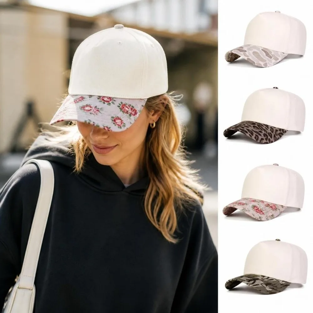 Vintage Two Tone Baseball Cap Adjustable Casual Dad Hat Print Brim Sun Hat Outdoor Sports