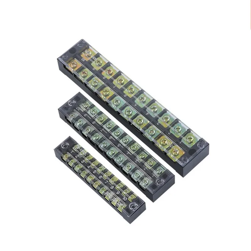 Copper TB Series 5 Pieces 45A 3-12 Positions Universal Distribution Cable Wiring Barrier Dual Rows 600V Terminal Strip