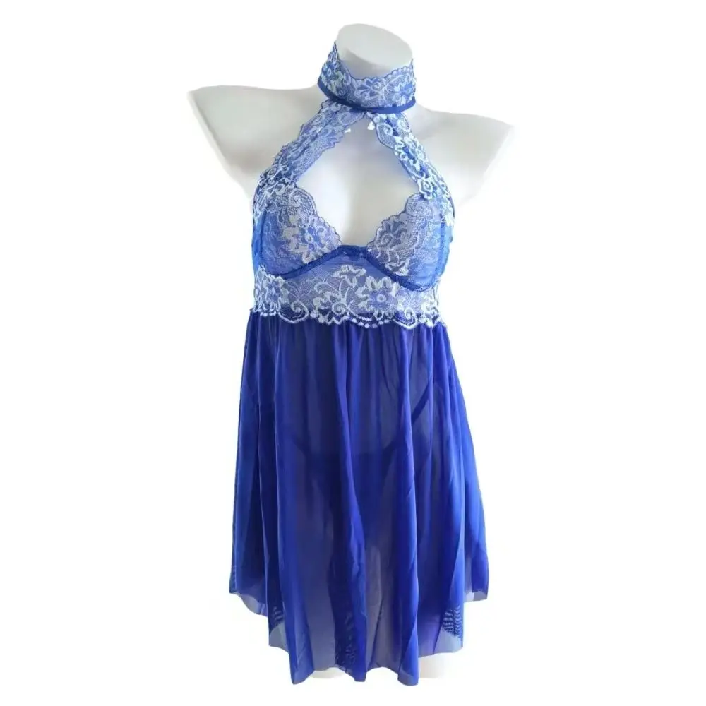 

Платье-комбинация с глубоким V-образным вырезом и открытой спиной и стрингами, женская одежда для сна, сексуальная ночная рубашка, кружевное прозрачное нижнее белье для женщин, одежда для сна с глубоким V-образным вырезом