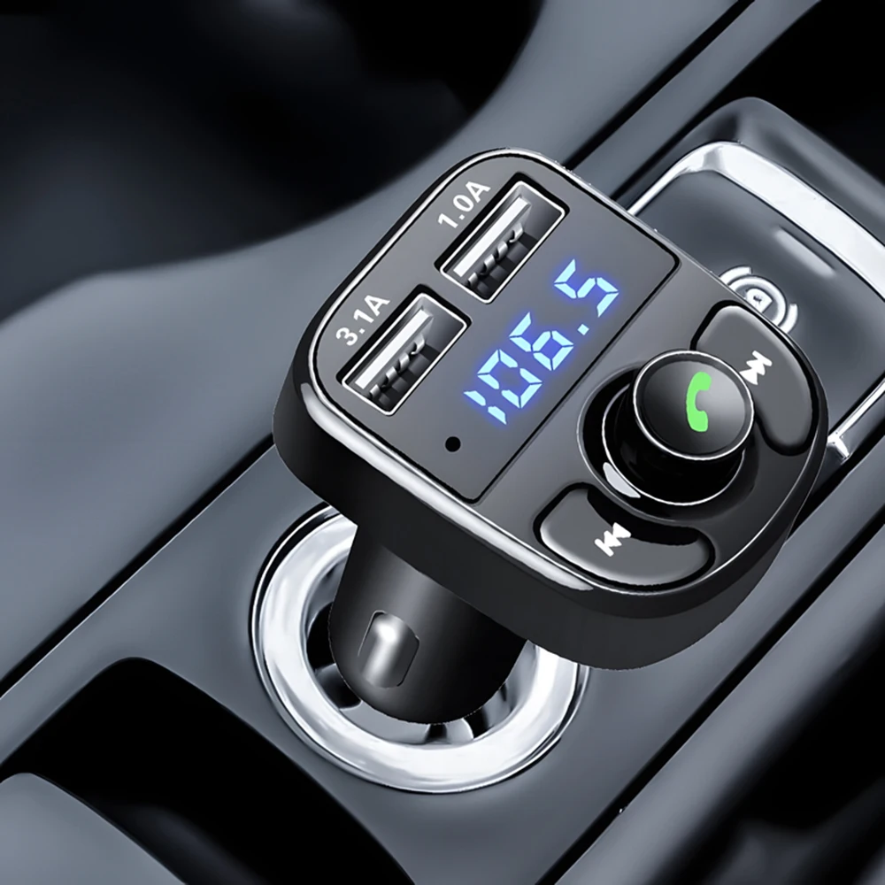 Car Charger FM Transmitter BT Audio Dual USB Car Mp3 Player Auto Radio Handsfree Charger 3.1A Fast Charger Car Accessories