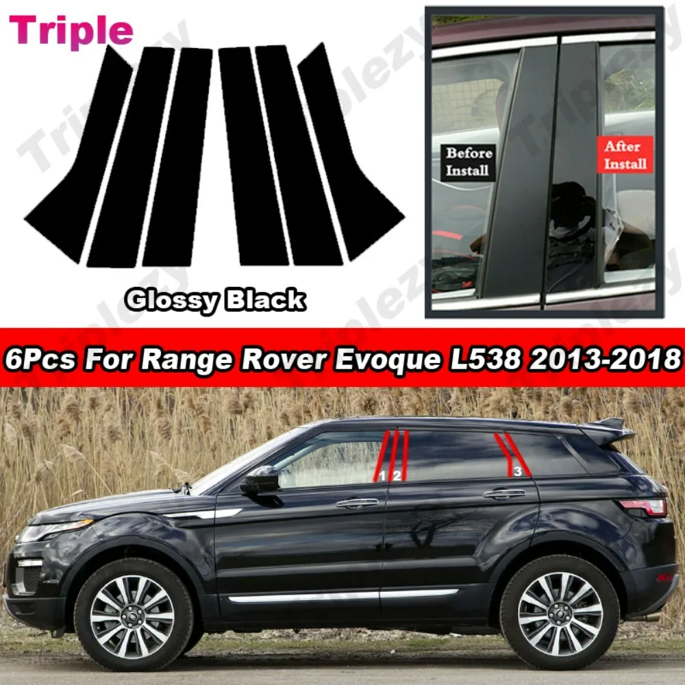 

Glossy Black Car Door Window Center Middle Column BC Pillar Post Cover Trim Mirror Effect PC Sticker For Range Rover Evoque L538