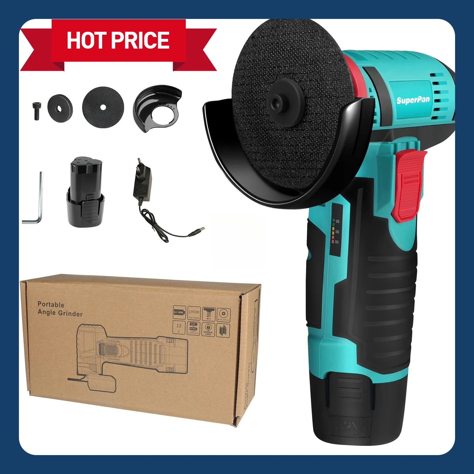 

SuperPan12V cordless mini ergonomic handle angle grinder,cutting machine,polishing machine, saw blade,household DIY power tool