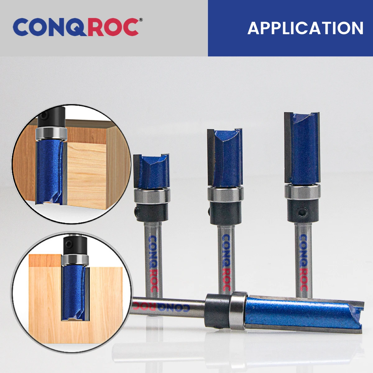 6mm Shank Pattern Router Bits Set Top Bearing 4-Size Diameter-12.7mm Cutting Length-11.9&20&25&38mm Wood Straight Milling Cutter