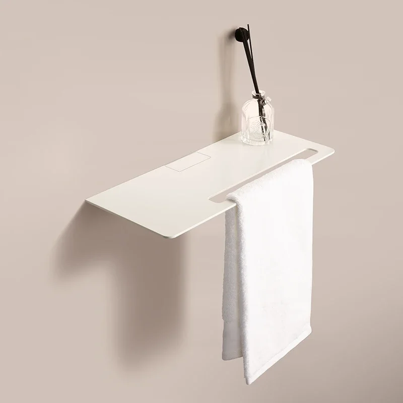 Space Aluminum Wide Towel Rack Rounded Edge Bathroom Shelf  Minimalist Wall-Mounted Towel Bar Sturdy Toilet Storage Rack