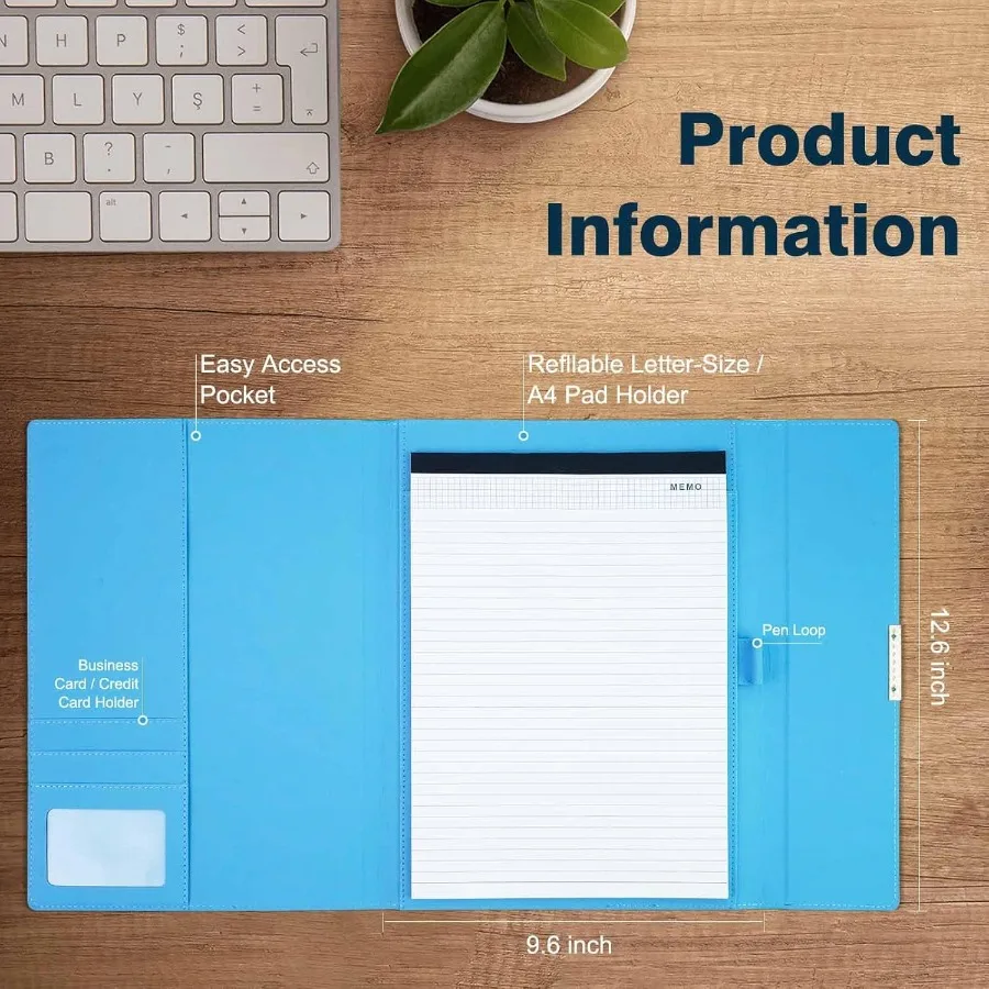 Padfolio Portfolio Binder for n Stylishly Business Folder for Interview Resumes Legal Documents Notepad Not Iluded Faux Leather