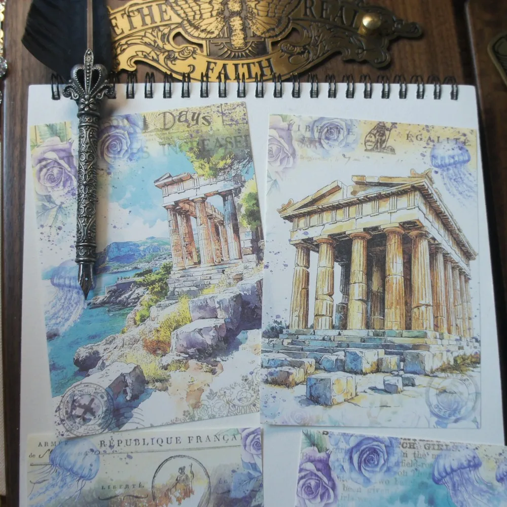 

30pcs European Coastal City Tourism Painting Design Gift Decoration Paper Creative Craft Paper Scrapbooking Background DIY