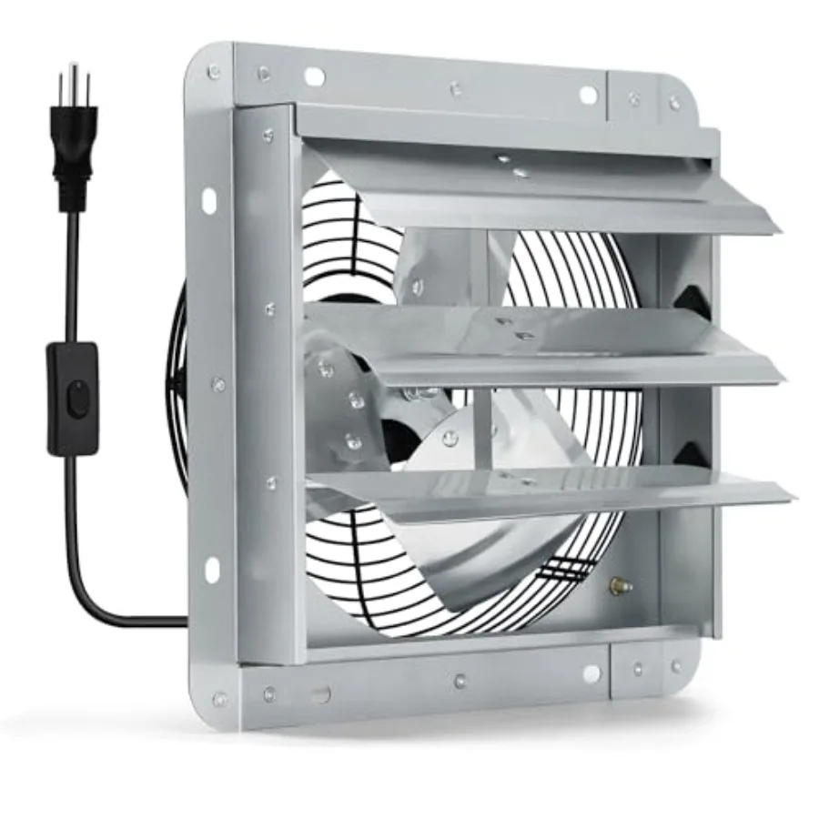 

Shutter Exhaust Fan Wall Mount Attic Fan for Greenhouses Sheds Garages Chicken Coops Barns Ventilation 60 CFM