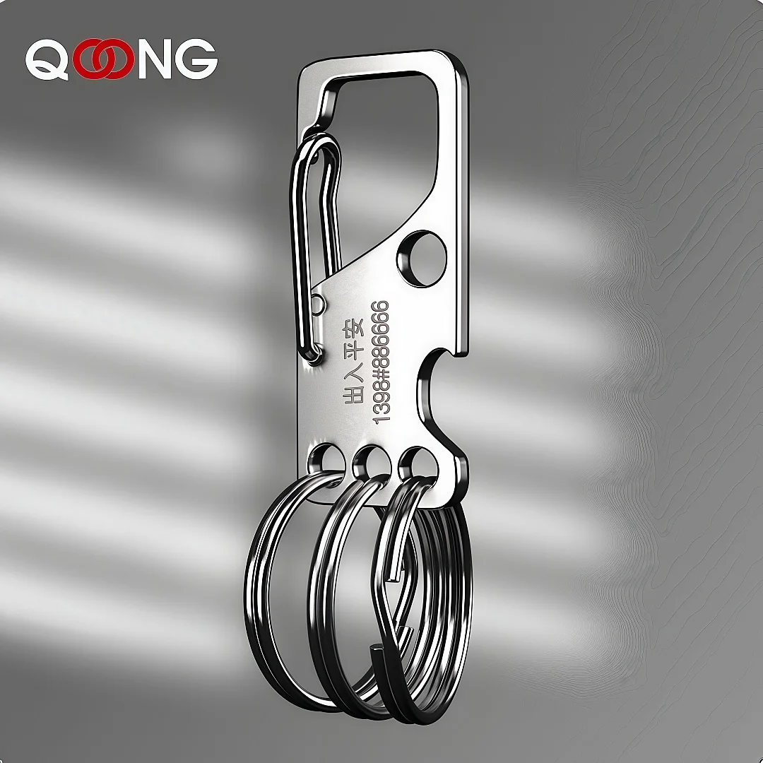 

QOONG Custom Lettering Stainless Steel Key Chain 2 Style Buckle Carabiner Keychain Waist Belt Clip Keyring Anti-lost Buckle Y18