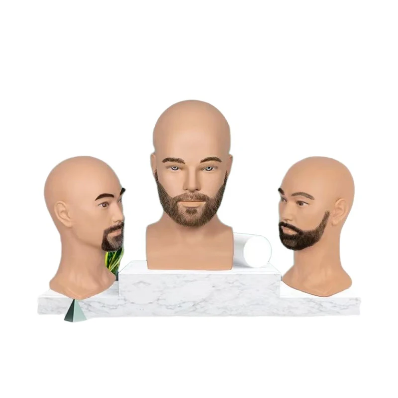 Lifesize Male Mannequin Head with Beard Display For Wig Mask Hat Dummy Head Model Props