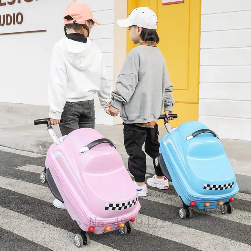 kids Trolley luggage 20 inch 3D cartoon suitcase on wheels Carry On Trunk Can sit to ride Rolling luggage swing car childern\'s