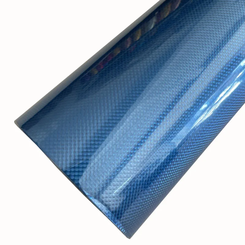 

High Glossy Holographic Weave Blue Vinyl Wrap Film Adhesive Vehicle Car Wrapping Roll with Air Release