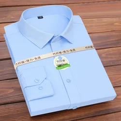 6XL men's long sleeve shirt Spring and Autumn bamboo fiber formal business casual wear breathable high quality plus-size