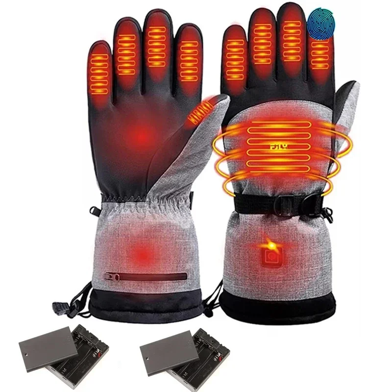 

Motorcycle Heated Gloves Thermal Electric Hand Warmer Warming Heating Gloves with Battery Case Waterproof Anti-Slip Men Women