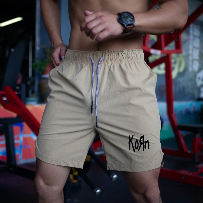 KORN Men\'s Hot Shorts Light Thin Short Running Pants Squats Men Fitness Gym Suits Quick Dry Men\'s Shorts With Drawstring