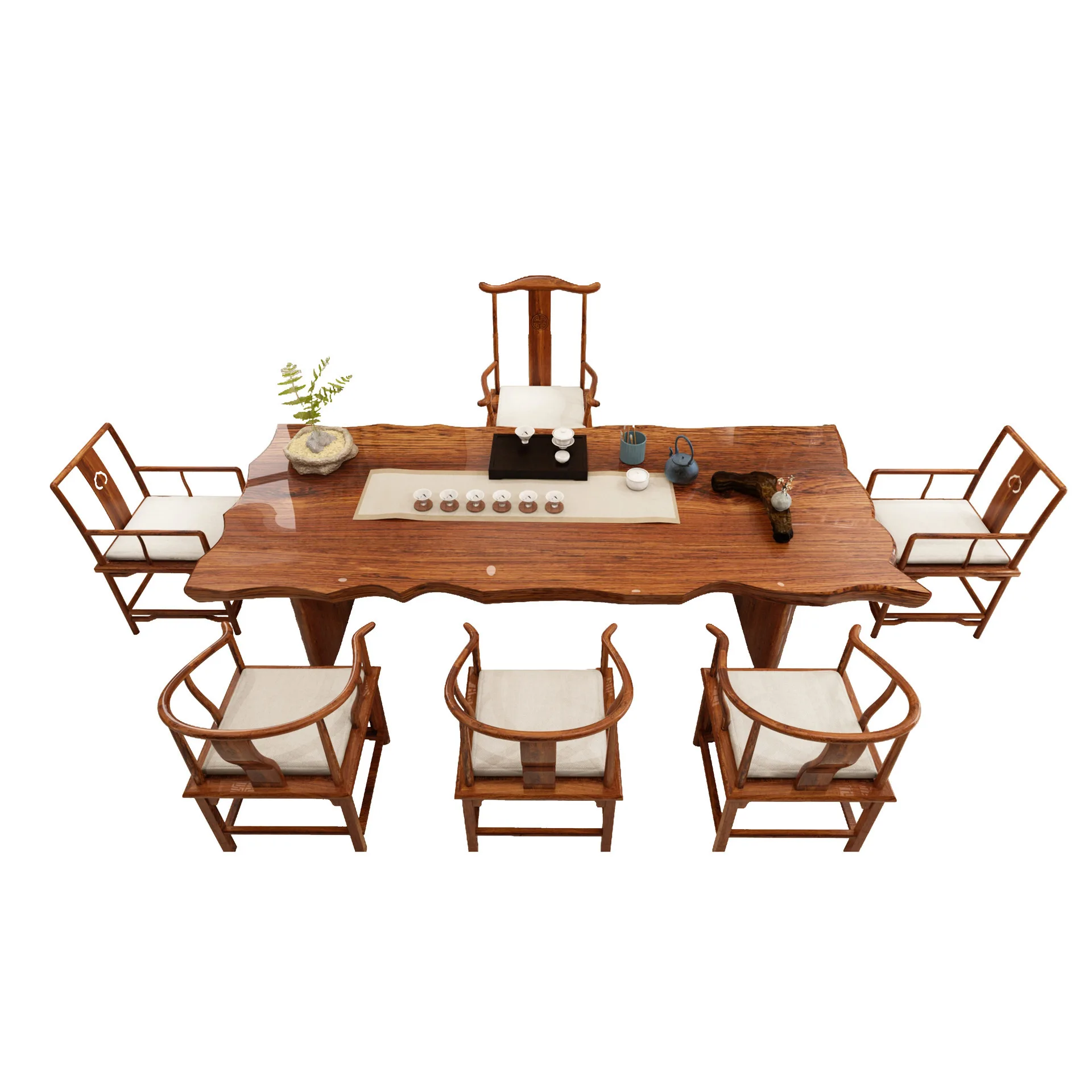 

Retro solid wood conference table and chair combination modern simple office boss table kung fu zen
