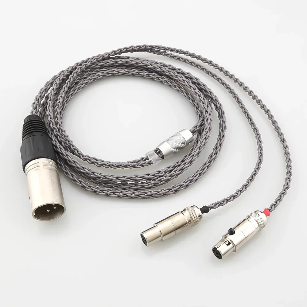 8 Core HIFI 4pin UPOCC 2.5 4.4 มม.XLR Balanced หูฟังหูฟังอัพเกรดสาย Silver Plated สําหรับ Audeze LCD 3 LCD-2 LCD2 LCD-4