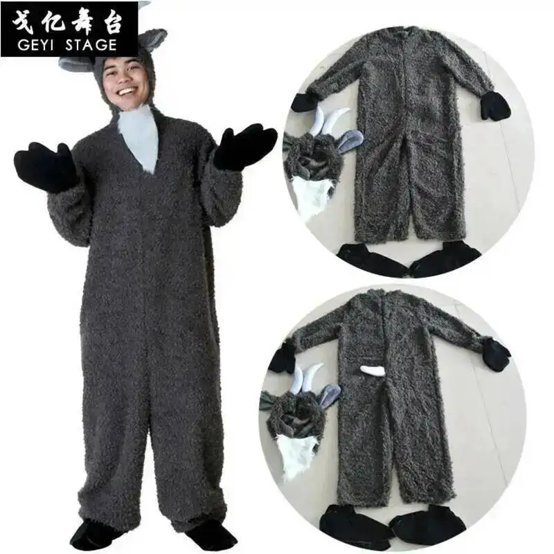 Little Sheep Cosplay Lamb Costume Suit Animal Costume Fancy Dress with Hood Halloween Costume for and Parent