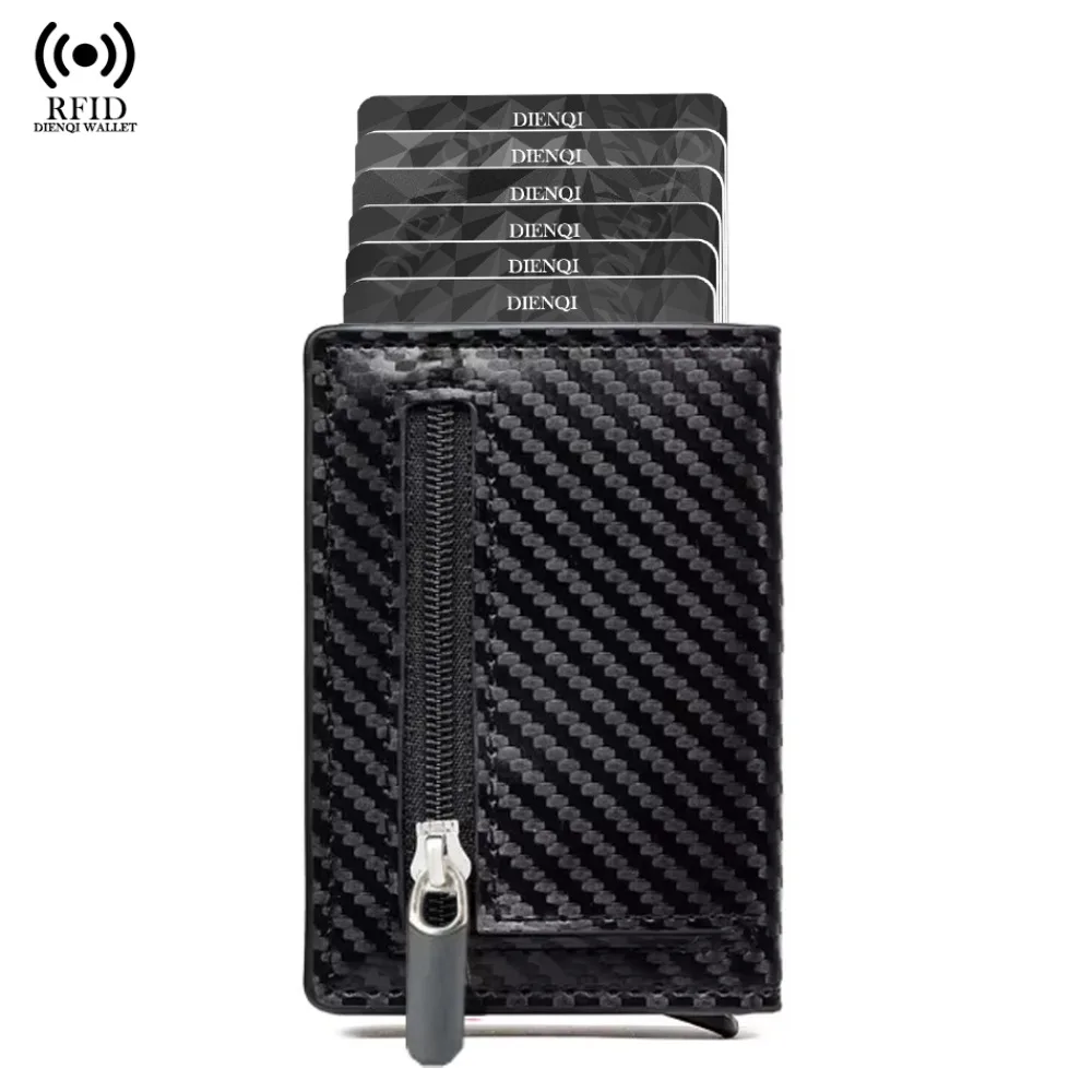 Zipper Business Card Holder Rfid Magnetic Wallets Men Slim Pop Up Case Money Bag Coin Purse Bank Credit Visit CardHolder for Men