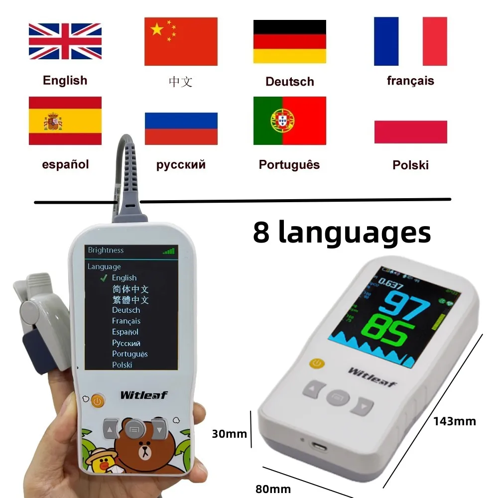 Witleaf Handheld Oximeter Pulse Oximetro Neonatal Mother Kids Baby Adult Pediatric SPO2 PI PR Heart Rate Monitor Accurat