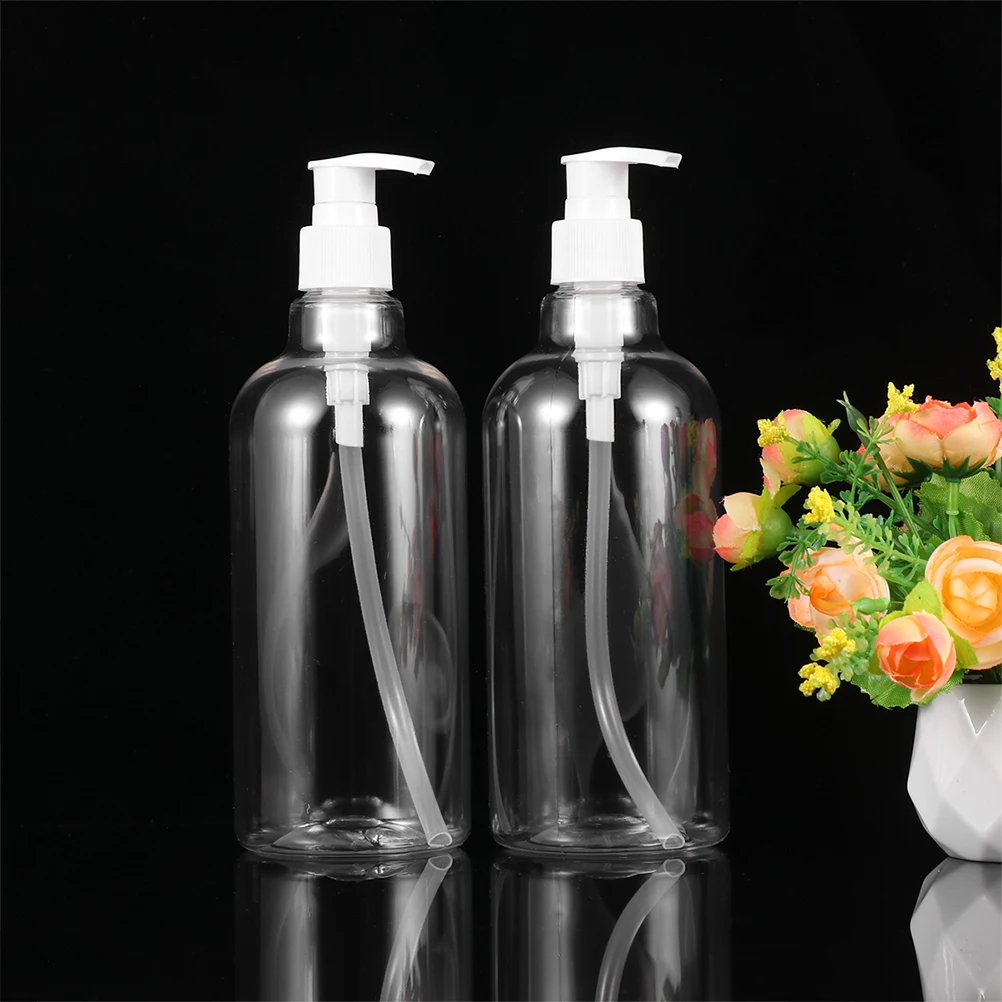 

3Pcs Press Pump Empty Bottles Transparent Refillable Square 500Ml Shampoo Shower Gel Liquid Soap Dispenser Travel Essential Oil