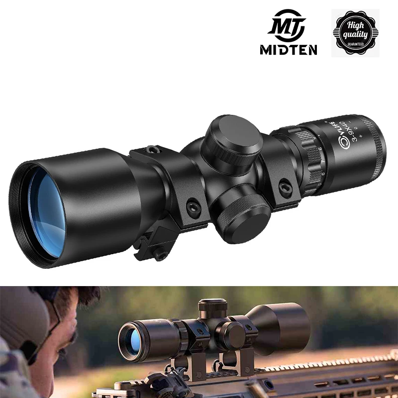 

MidTen 3-9x40 Compact Rifle Scope Crosshair Reticle with Mounts for Quick Aiming 11mm Dovetail