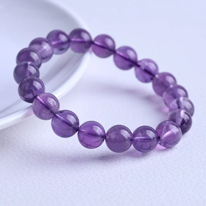 Natural BrazilTransparent Amethyst Single Circle Bracelet All-Match Couple about 10mm Fashion Ornament