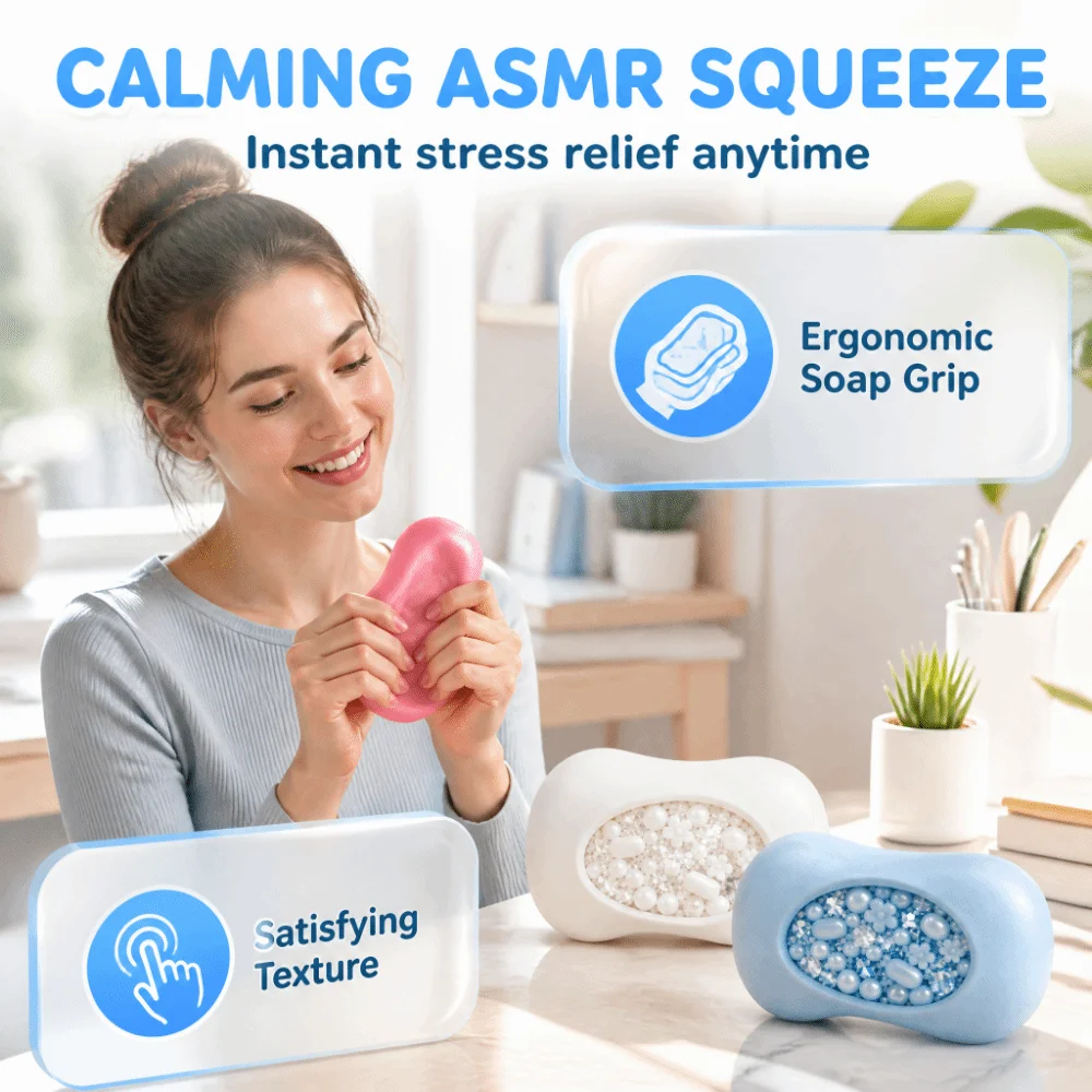 Bead Filled Crunchy Soap Squeeze Realistic Soap Crunchy Texture Crunchy Soap Squishy Soft Squeeze Handmade Bead Filled Fidget