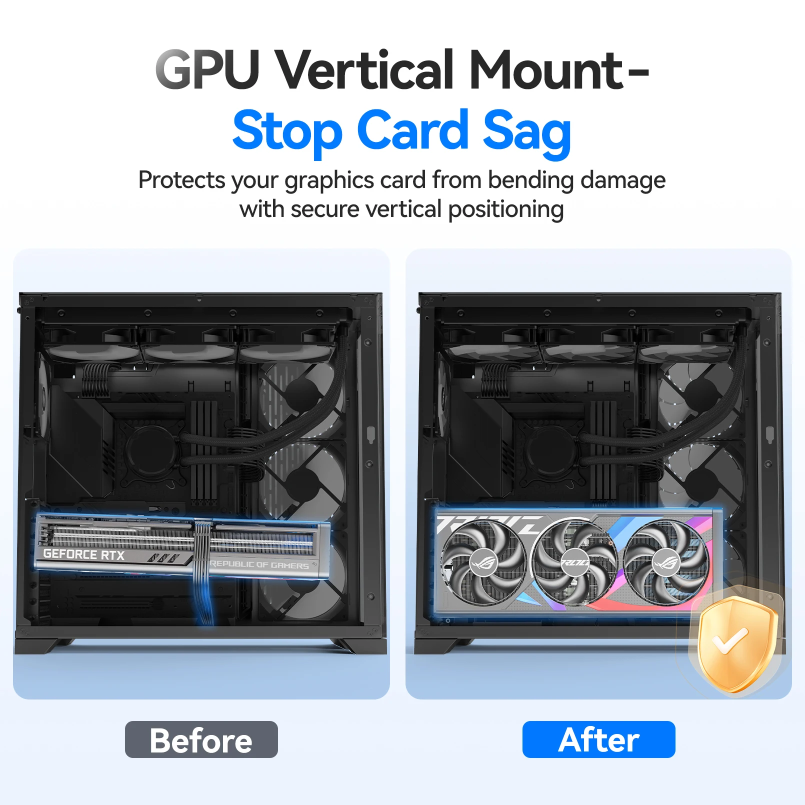 دعامة تثبيت لبطاقة الرسومات العمودية JEYI 2/3 فتحة من الألومنيوم GPU متوافقة مع كابلات تمديد PCIe 3.0/4.0/5.0 #3