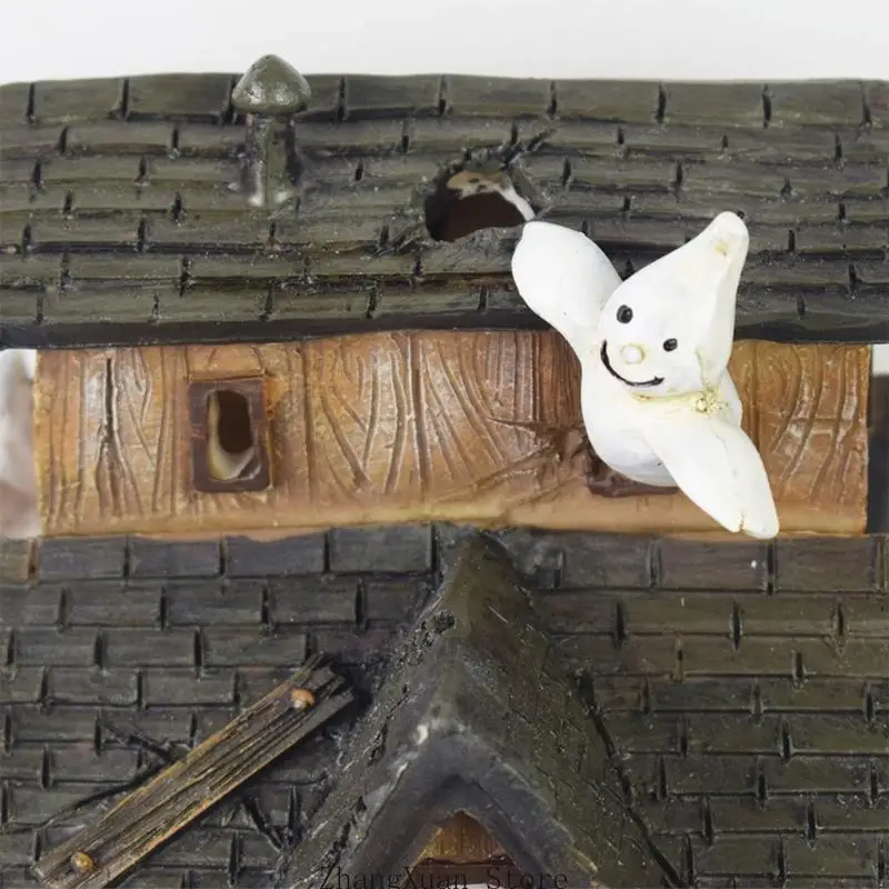 Beleuchtetes Halloween-Haus aus Kunstharz mit Kürbismotiven für Szenen Eingangsbereich, 3 x – Detail 10